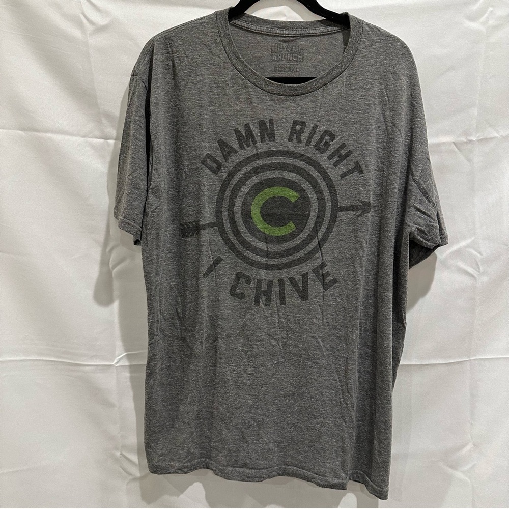 Chive Gray “D@MN RIGHT I CHIVE” Graphic Tee with Green Detail